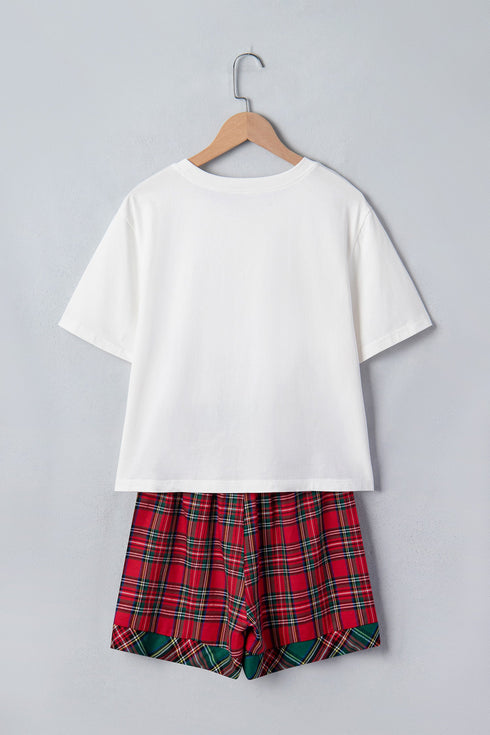 Letter Print Top Elastic Waist Pocket Shorts Lounge Set