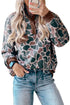 Retro Camouflage Pattern Button Detail Pullover Sweatshirt