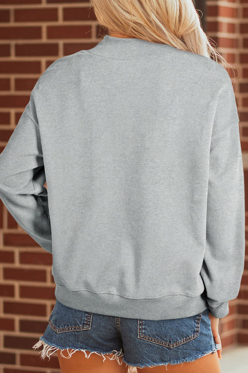 Camouflage Letter Print Faith Inspired Mock Neck Sweatshirt