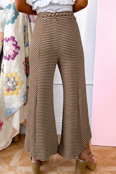 Striped Patchwork Design Relaxed Wide Leg Pants