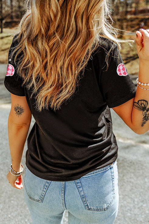 Sequin Plaid Pumpkin Graphic Round Neck Sweatshirt