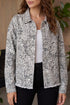 Leopard Print Studded Collar Beaded Patch Pocket Jacket