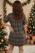 Plaid Button Front Short Sleeve Shift Mini Dress