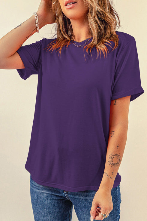 Soft Stretch Blend Crew Neck Short Sleeve Tee