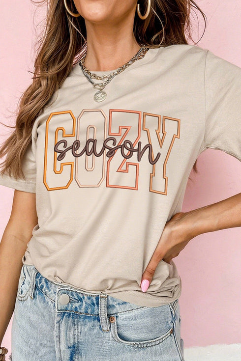 Polyester Embroidered Slogan Short Sleeve Graphic Tee