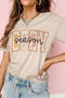 Polyester Embroidered Slogan Short Sleeve Graphic Tee