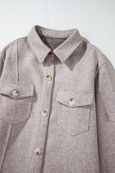 Casual Flap Pocket Turn Down Collar Buttoned Jacket