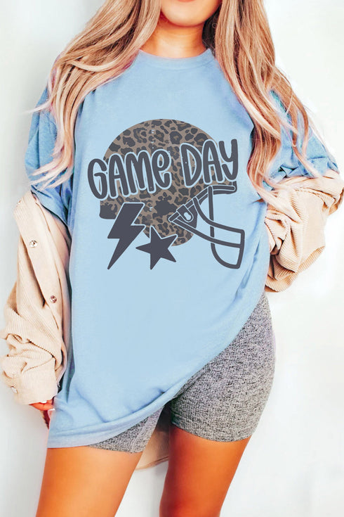 Leopard Print Lightning Star Helmet Graphic Tee