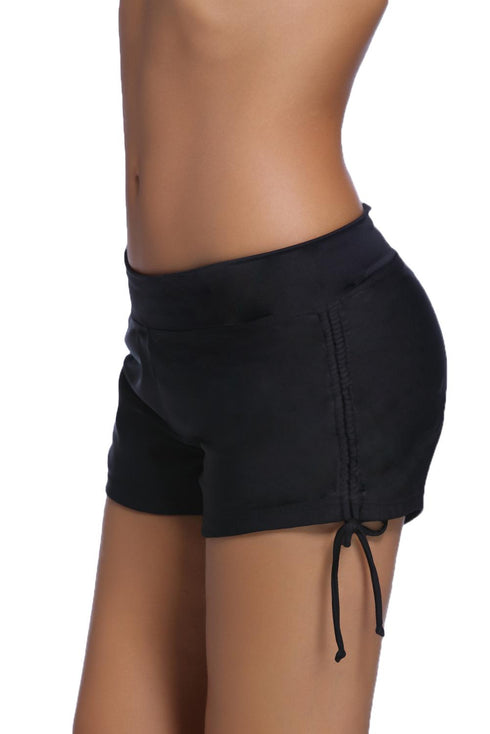 Adjustable Side Tie Wide Waistband Swim Shorts