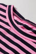 Striped Long Sleeve Top Drawstring Cotton Blend Pants Set