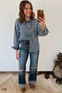 Western Long Sleeve Shirt Collar Tunic Denim Jacket