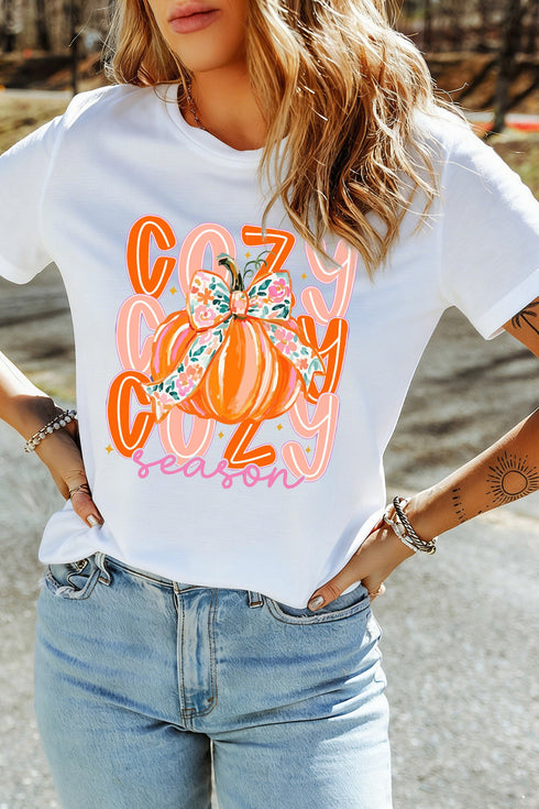 Polyester Cotton Pumpkin Graphic Round Neck Tee