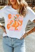 Polyester Cotton Pumpkin Graphic Round Neck Tee