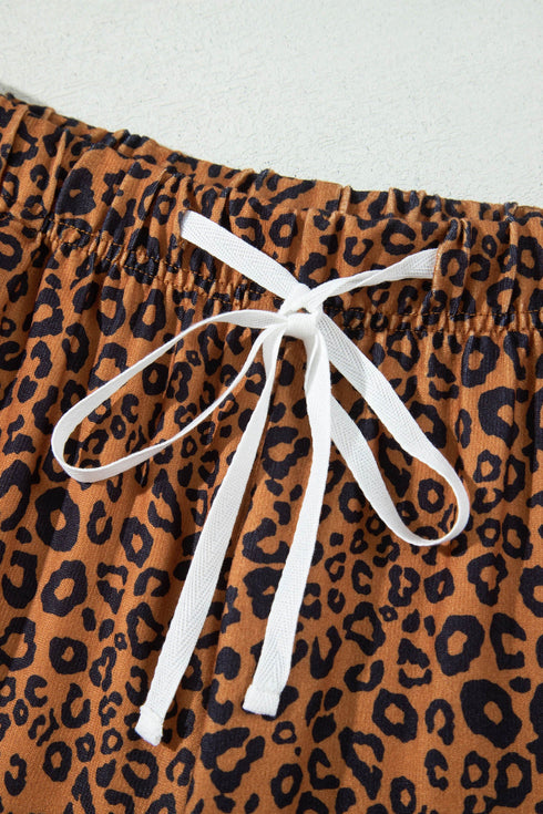 Leopard Print Long Sleeve Top Relaxed Pant Set