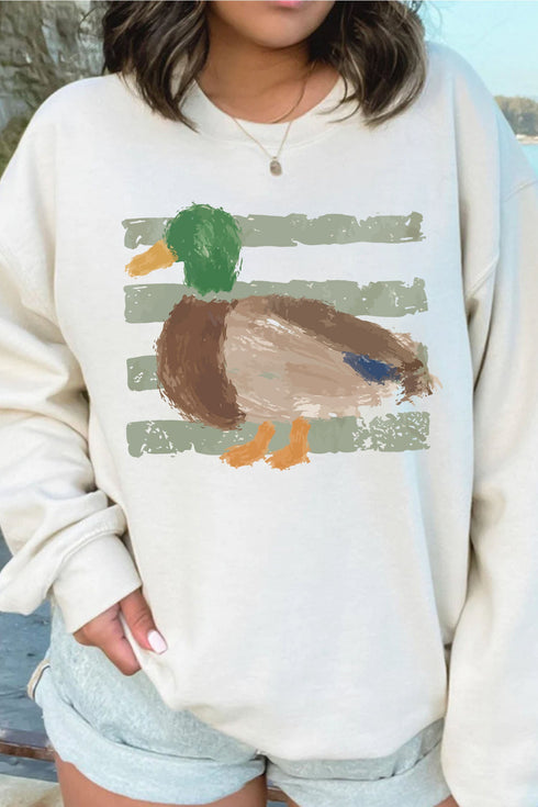 Polyester Cotton Western Duck Graphic Pullover Sweatshirt