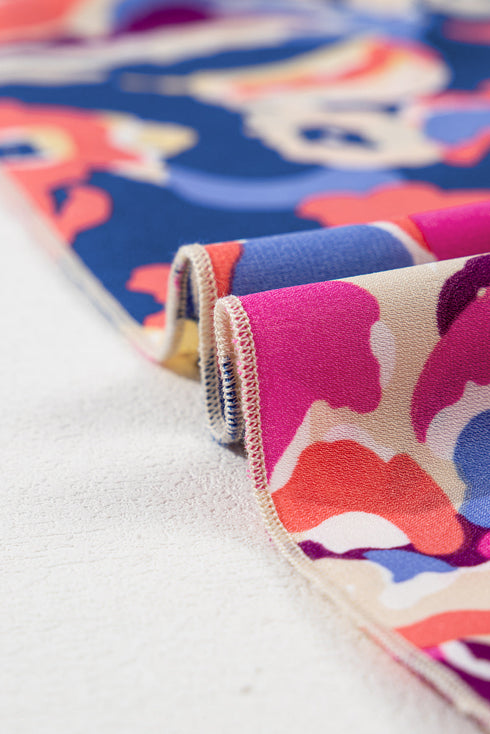 Floral Print Ruffled Three Quarter Sleeve Mini Dress