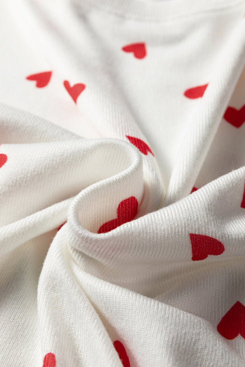 Coquette Heart Print Long Sleeve Top Drawstring Pant Loungewear