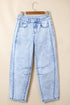 Cotton Polyester Denim Pull On Barrel Jeans