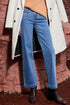 Casual Double Button High Rise Straight Leg Jeans