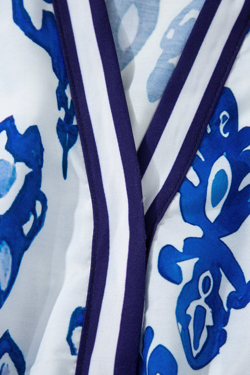 Floral Puff Short Sleeve V Neck High Waist Maxi Dress