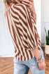 Striped Pattern V Neck Half Sleeve Blouse
