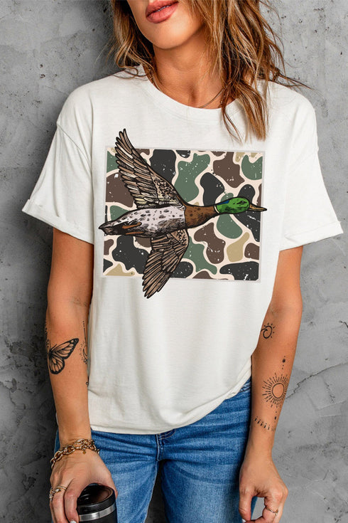 Camo Mallard Duck Western Short Sleeve Graphic Tee