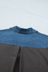 Western Denim Patchwork Polo Collar Shift T Shirt Dress