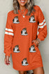 Sequin Ghost Pocketed Varsity Sleeve Sweatshirt Graphic Dress