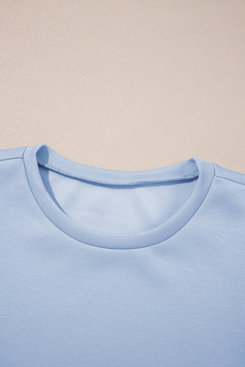 Puff Sleeve Pearl Embellished Scallop Trim Two Piece Dress