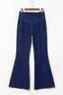 High Stretch Crossed Waist Flare Knit Denim Jeans
