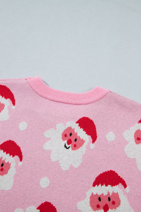 Cartoon Pattern Round Neck Dropped Shoulder Sweater