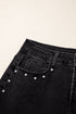 Cotton Denim Studded Straight Leg Loose Jeans