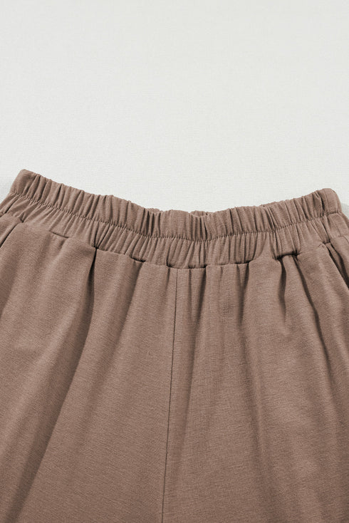 Casual Solid T Shirt Wide Leg Pant Set