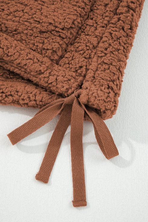 Faux Fur Sherpa Fleece Snap Button Knot Side Vest