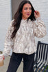Abstract Print Ribbed Cuffs Hem Long Sleeve Hoodie