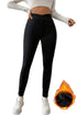 Casual Fleece Lined Crossover Waist Seamed Thermal Leggings