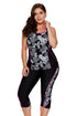 Floral Print Active Tankini Capri Swim Set