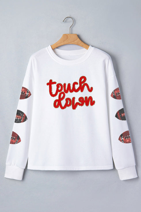 Sequin Touchdown Rugby Graphic Long Sleeve Tee