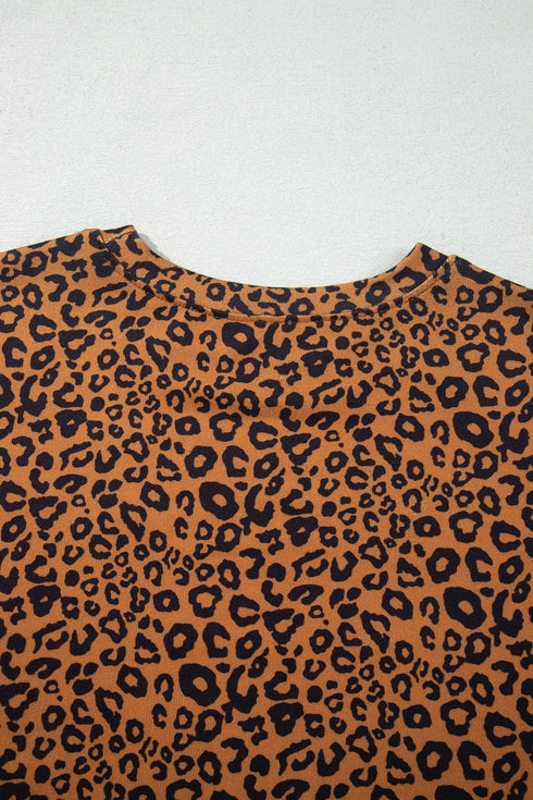 Leopard Wide Leg Relaxed Long Sleeve Top Pant Set
