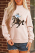 Cowboy Rodeo Print Western Mock Neck Sweatshirt