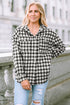 Casual Plaid Print Button Front Tunic Shacket
