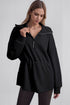 Half Zip Collar Drawstring Waist Pullover Sweatshirt