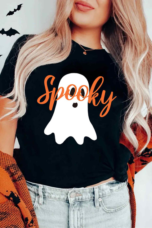 Spooky Ghost Character Print Expressive Graphic Tee