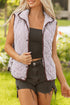 Stripe Print Contrast Trim Quilted Snap Button Vest