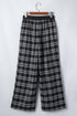 Frenchy Plaid Pattern Drawstring Waist Wide Leg Pants