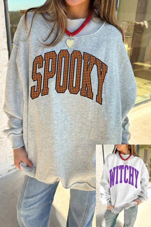 Reversible Slogan Print Mock Neck Double Sided Graphic Sweatshirt