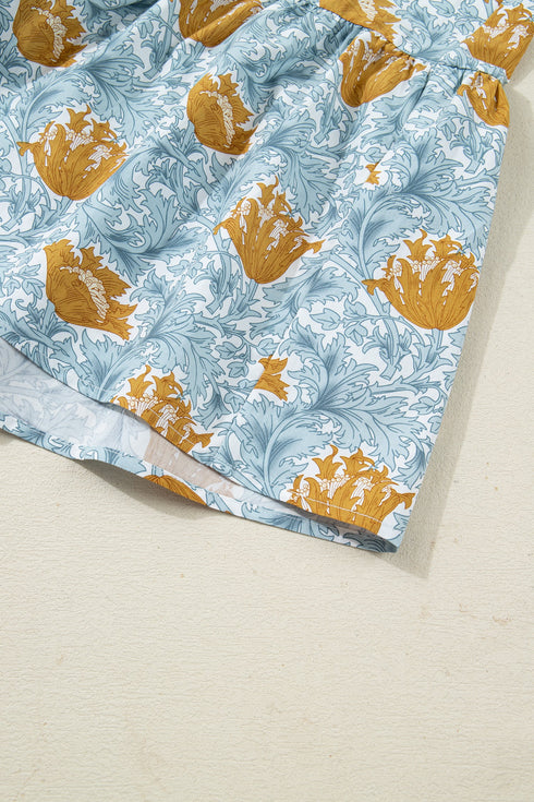 Bohemian Frilled V Neck Bracelet Sleeve Long Floral Dress