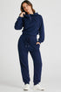 Ribbed Knit Half Zip Hooded Jogger Jumpsuit