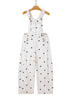 Polka Dot Print Bib Pocket Denim Barrel Overalls Jumpsuit