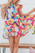Abstract Print Ruffled Flutter Sleeve A-Line Mini Dress